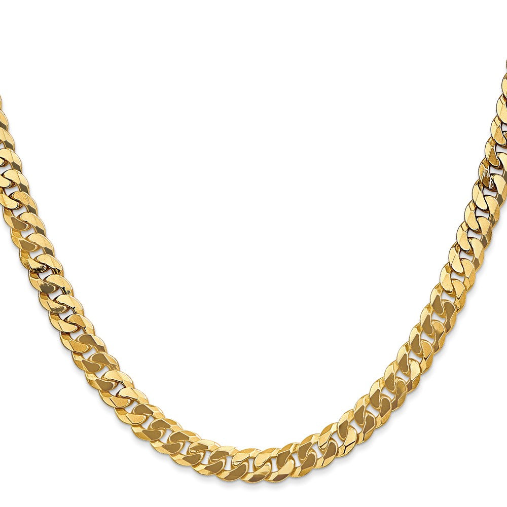 14K 28 inch 6.25mm Flat Beveled Curb with Lobster Clasp Chain