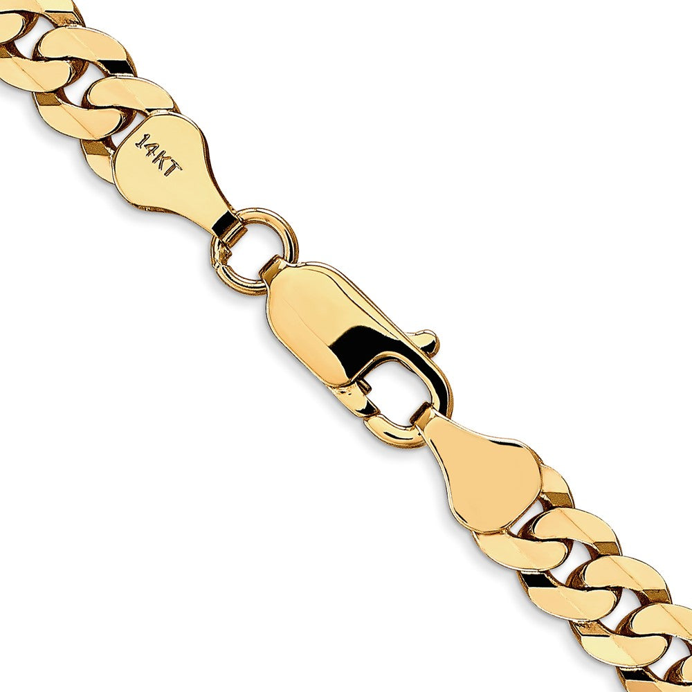 14K 24 inch 6.25mm Flat Beveled Curb with Lobster Clasp Chain