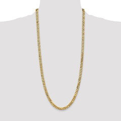 14K 30 inch 6.25mm Flat Beveled Curb with Lobster Clasp Chain