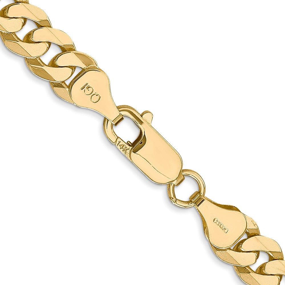 14K 28 inch 7.25mm Flat Beveled Curb with Lobster Clasp Chain