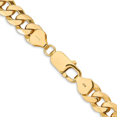 14K 26 inch 8mm Flat Beveled Curb with Lobster Clasp Chain