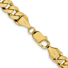 14K 22 inch 8.5mm Flat Beveled Curb with Lobster Clasp Chain