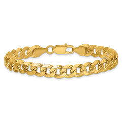 14K 8.5 inch 8.5mm Flat Beveled Curb with Lobster Clasp Bracelet