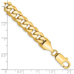 14K 8.5 inch 8.5mm Flat Beveled Curb with Lobster Clasp Bracelet