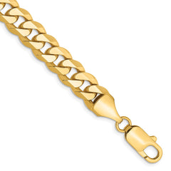 14K 9 inch 8.5mm Flat Beveled Curb with Lobster Clasp Chain