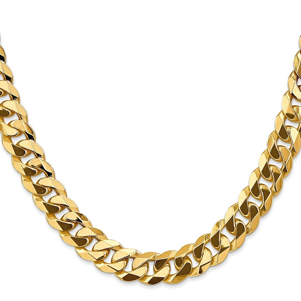 14K 22 inch 9.5mm Flat Beveled Curb with Lobster Clasp Chain