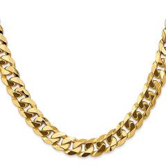 14K 24 inch 9.5mm Flat Beveled Curb with Lobster Clasp Chain