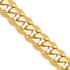 14K 24 inch 9.5mm Flat Beveled Curb with Lobster Clasp Chain
