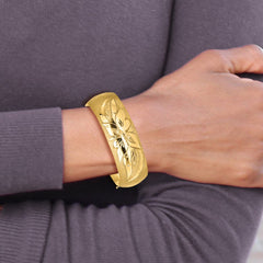 14k 13/16 Florentine Engraved 20.00mm Hinged Round Bangle Bracelet