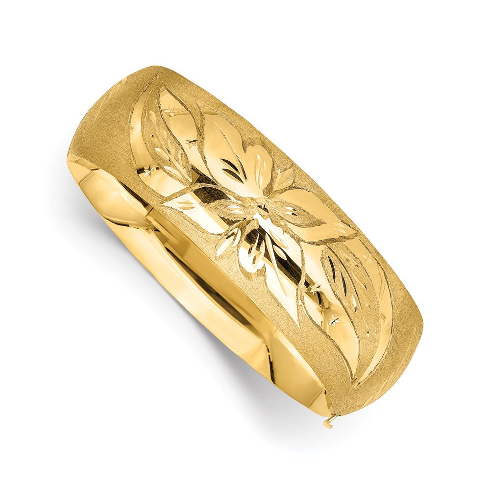 14k 13/16 Florentine Engraved 20.00mm Hinged Round Bangle Bracelet
