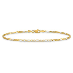 14K 8 inch 1.8mm Flat Figaro with Lobster Clasp Bracelet