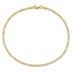 14K 8 inch 1.8mm Flat Figaro with Lobster Clasp Bracelet