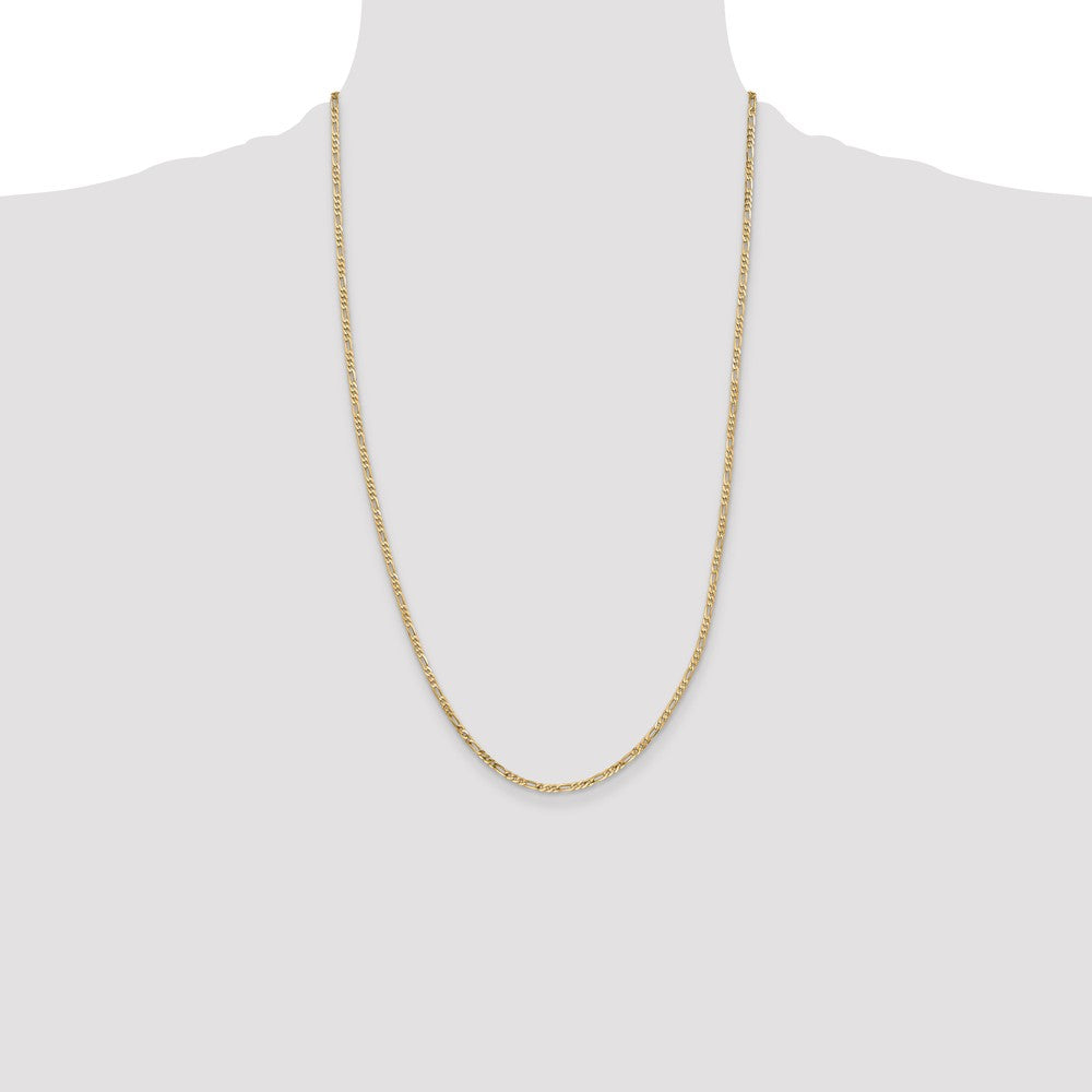 14K 26 inch 2.25mm Flat Figaro with Lobster Clasp Chain