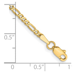 14K 8 inch 2.25mm Flat Figaro with Lobster Clasp Bracelet
