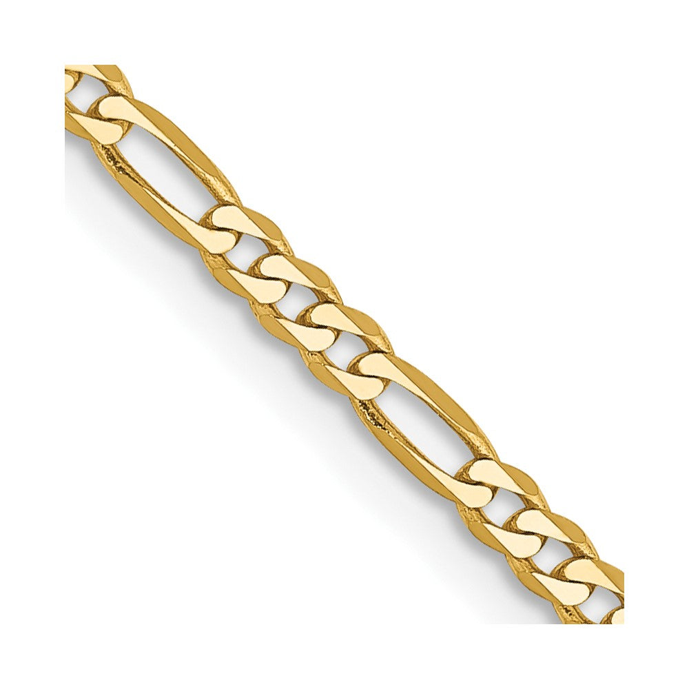 14K 26 inch 2.25mm Flat Figaro with Lobster Clasp Chain