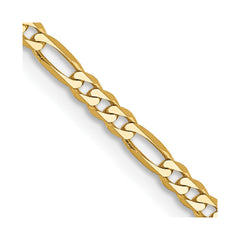 14K 26 inch 2.25mm Flat Figaro with Lobster Clasp Chain