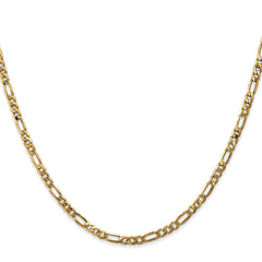14K 28 inch 3mm Flat Figaro with Lobster Clasp Chain