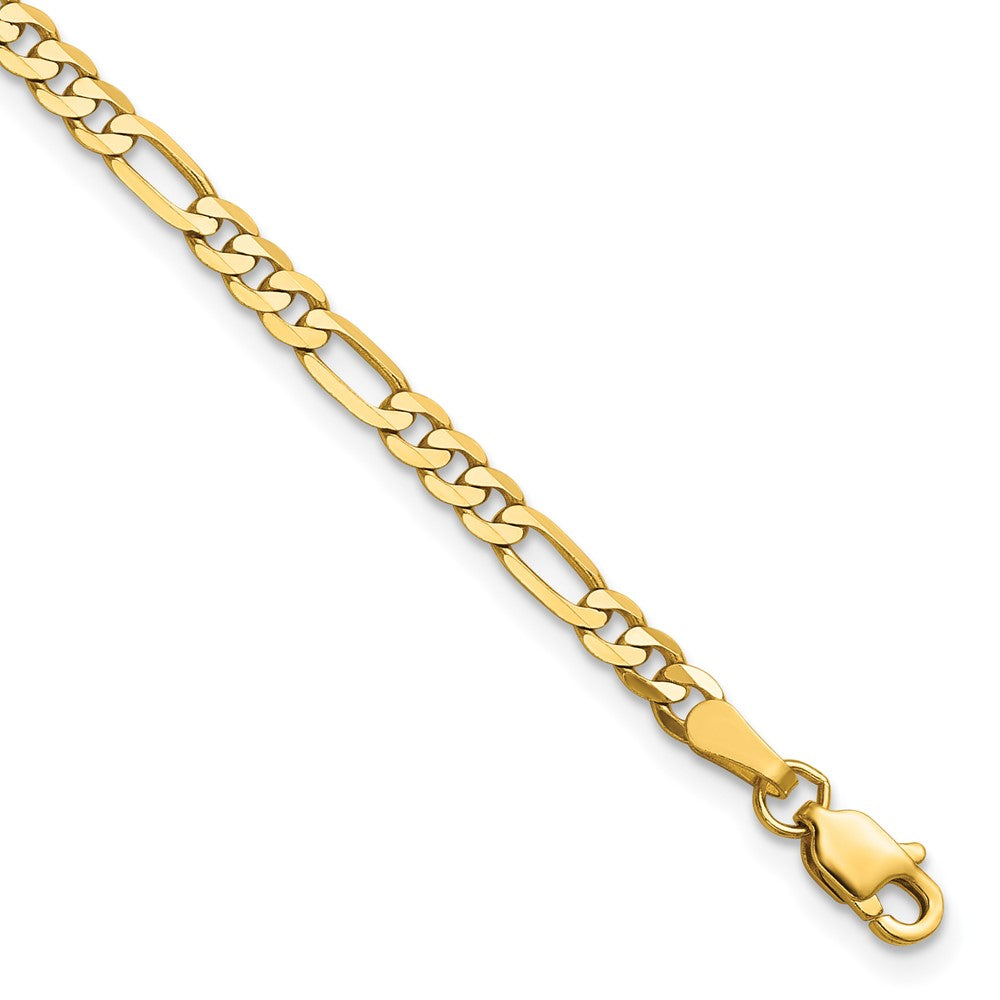 14K 6 inch 3mm Flat Figaro with Lobster Clasp Bracelet