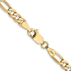 14K 24 inch 4mm Flat Figaro with Lobster Clasp Chain