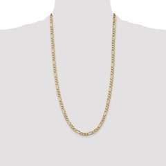 14K 28 inch 5.25mm Flat Figaro with Lobster Clasp Chain