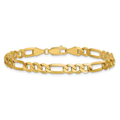 14K 8 inch 5.25mm Flat Figaro with Lobster Clasp Bracelet