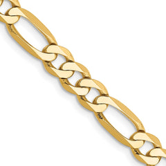 14K 28 inch 5.25mm Flat Figaro with Lobster Clasp Chain