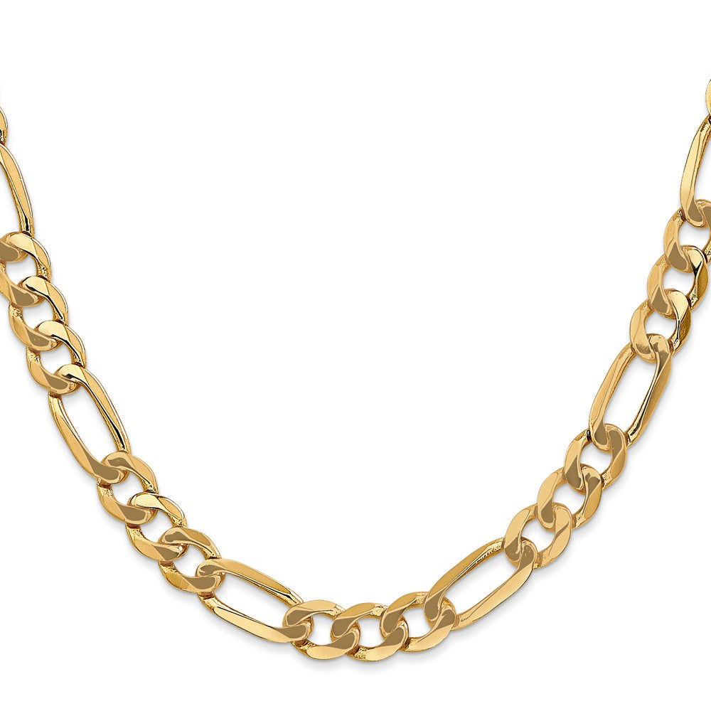 14K 30 inch 7mm Flat Figaro with Lobster Clasp Chain