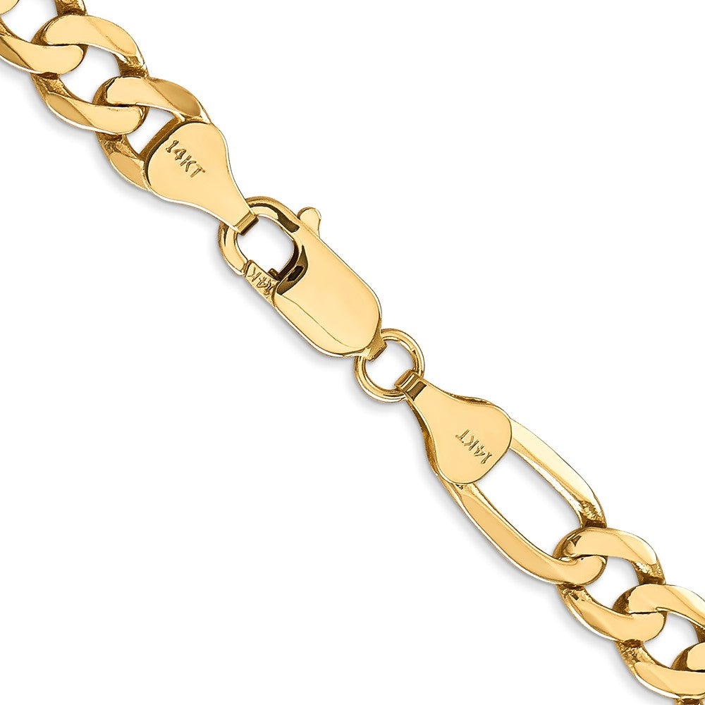 14K 30 inch 7mm Flat Figaro with Lobster Clasp Chain