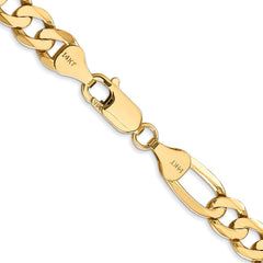 14K 30 inch 7mm Flat Figaro with Lobster Clasp Chain