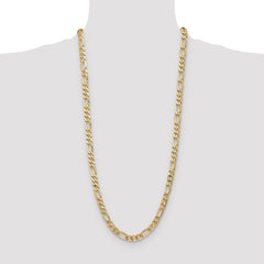 14K 30 inch 7mm Flat Figaro with Lobster Clasp Chain