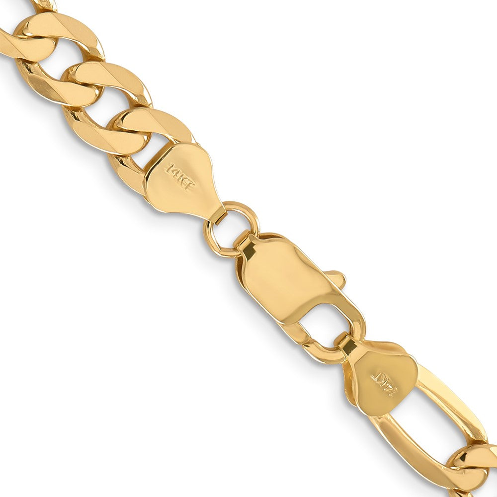 14K 20 inch 7.5mm Flat Figaro with Lobster Clasp Chain