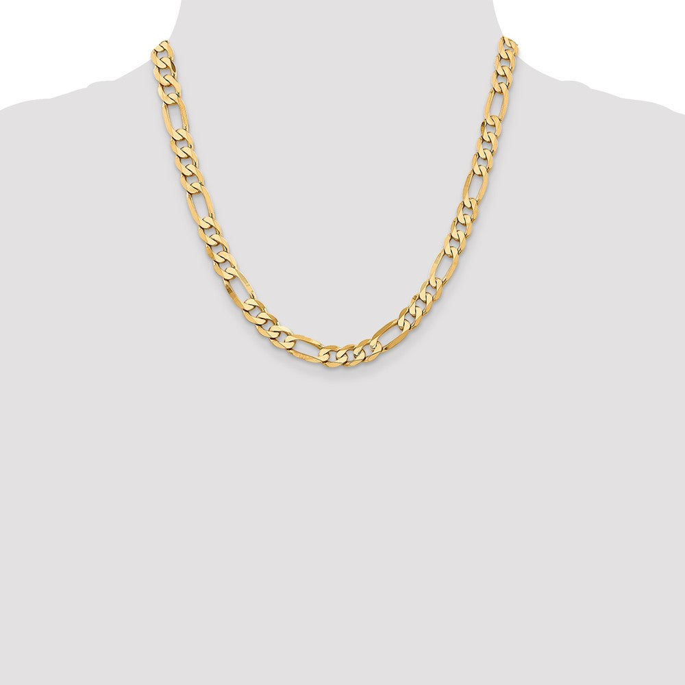 14K 20 inch 7.5mm Flat Figaro with Lobster Clasp Chain