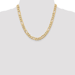 14K 20 inch 7.5mm Flat Figaro with Lobster Clasp Chain