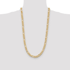 14K 28 inch 7.5mm Flat Figaro with Lobster Clasp Chain