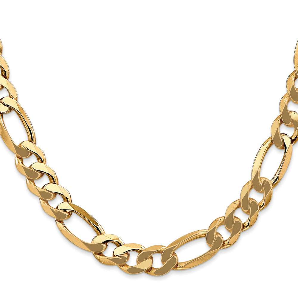 14K 22 inch 8.75mm Flat Figaro with Lobster Clasp Chain