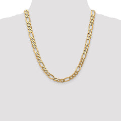 14K 22 inch 8.75mm Flat Figaro with Lobster Clasp Chain