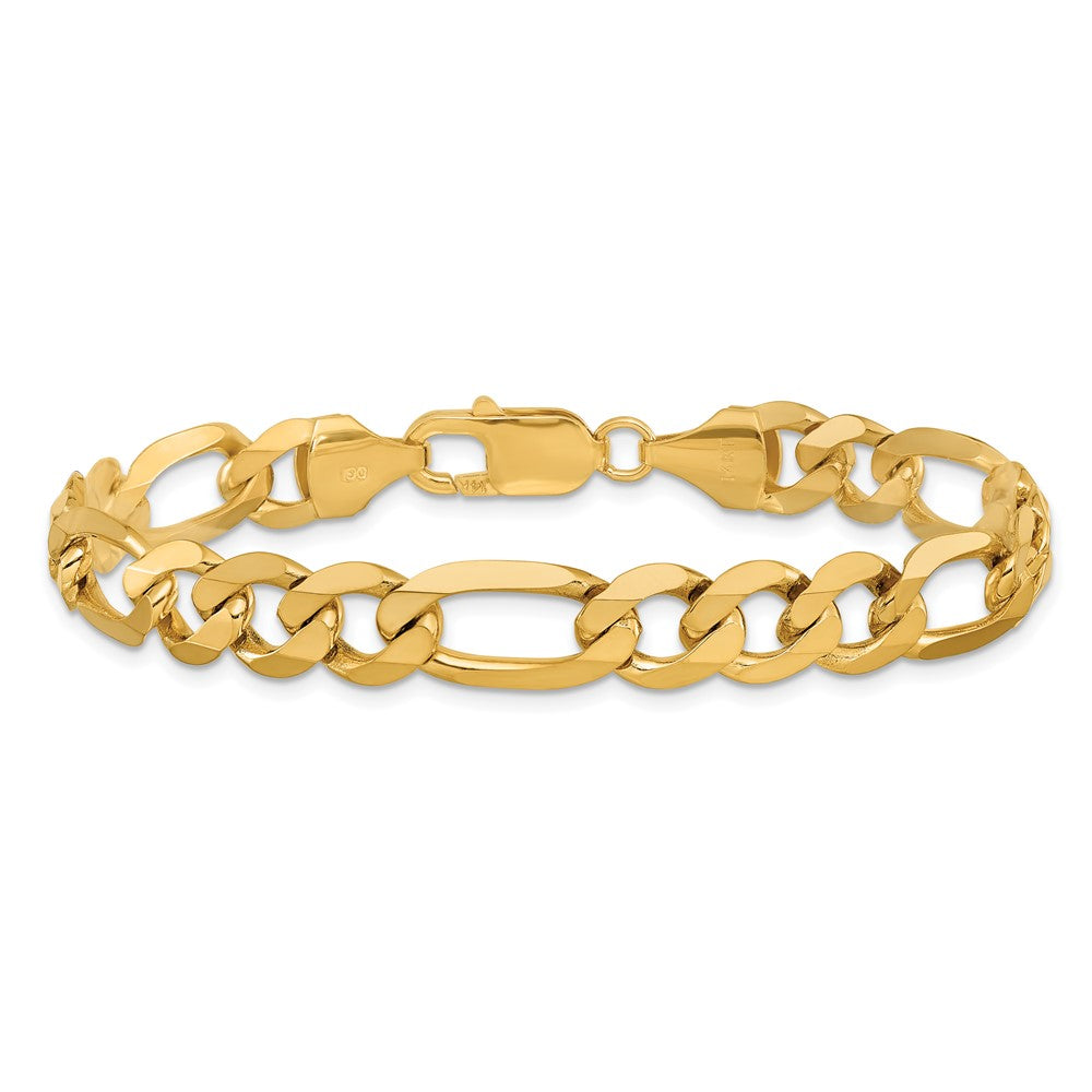 14K 9 inch 8.75mm Flat Figaro with Lobster Clasp Chain