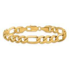 14K 9 inch 8.75mm Flat Figaro with Lobster Clasp Chain