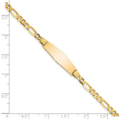 14k Polished Solid Chain/Solid Plate Figaro Link Soft Diamond Shape 24.5x7.3mm Plate 7 inch ID Bracelet