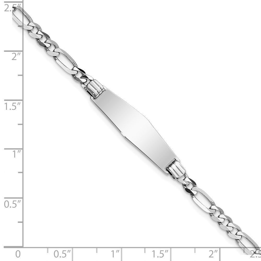 14k White Gold Polished Solid Chain/Solid Plate Figaro Link Soft Diamond Shape 24.5x7.5mm Plate 8 inch ID Bracelet - 2