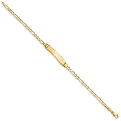 14k Polished Solid Chain/Solid Plate Figaro Link 24.5x4.8mm Plate 8 inch ID Bracelet