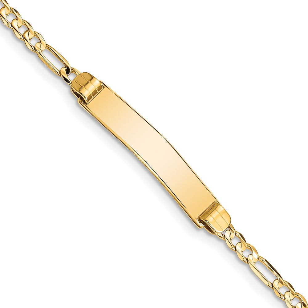 14k Polished Solid Chain/Solid Plate Figaro Link 24.5x4.8mm Plate 7 inch ID Bracelet