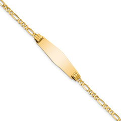 14k Polished Solid Chain/Solid Plate Figaro Link Soft Diamond Shape 24.5x7.3mm Plate 7 inch ID Bracelet - 2