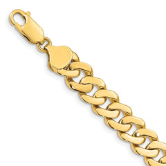14k 8.5mm Solid Hand-Polished Fancy Curb Link 8 inch Bracelet