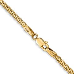 14K 24 inch 2.4mm Flat Wheat with Lobster Clasp Chain