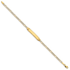 14k with Rhodium Pav‚ Figaro ID Bracelet