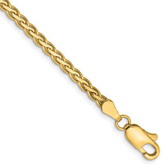 14K 7 inch 2.8mm Flat Wheat with Lobster Clasp Bracelet