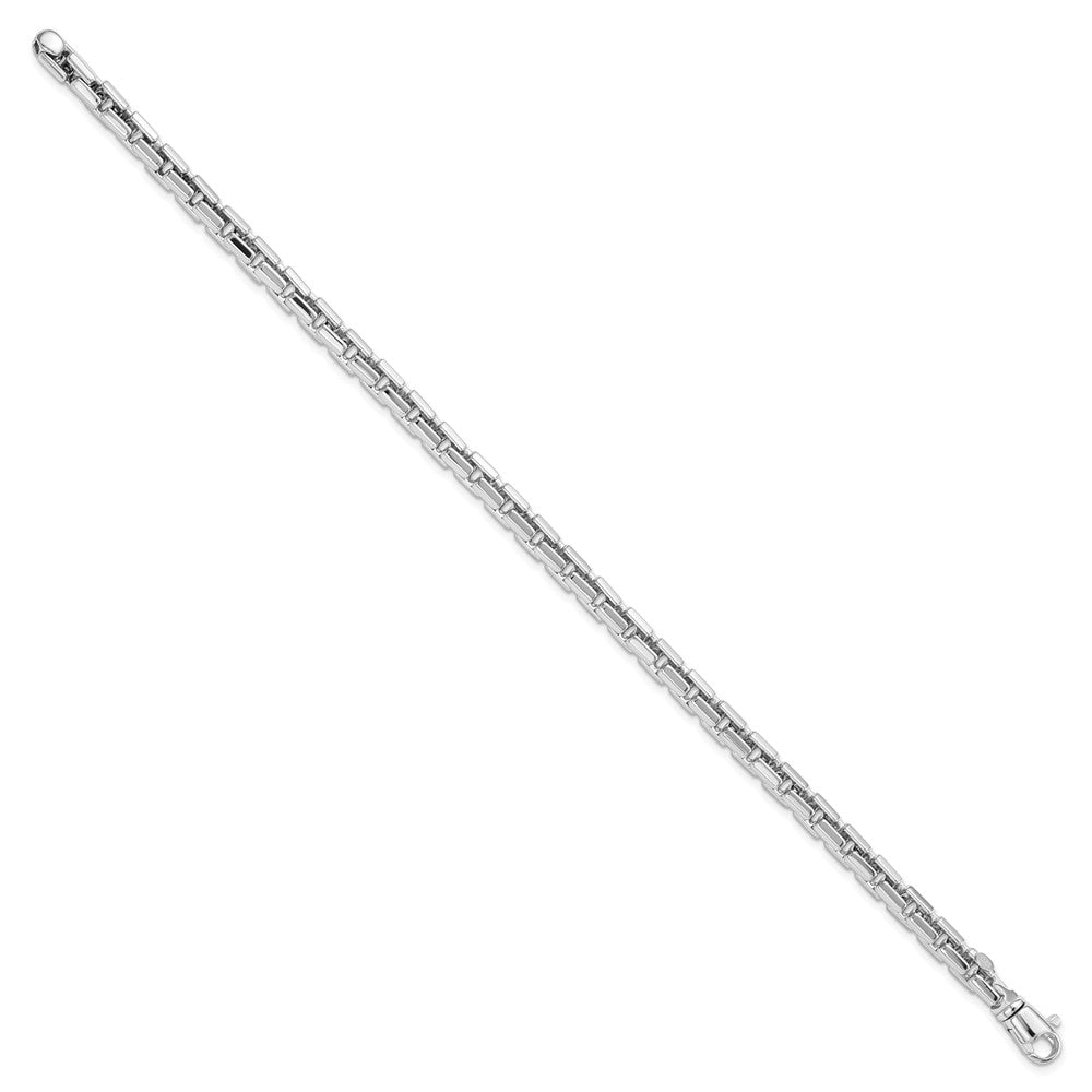 14k White Gold Polished 4.00mm Fancy Rounded Box Link 8.5 inch Bracelet