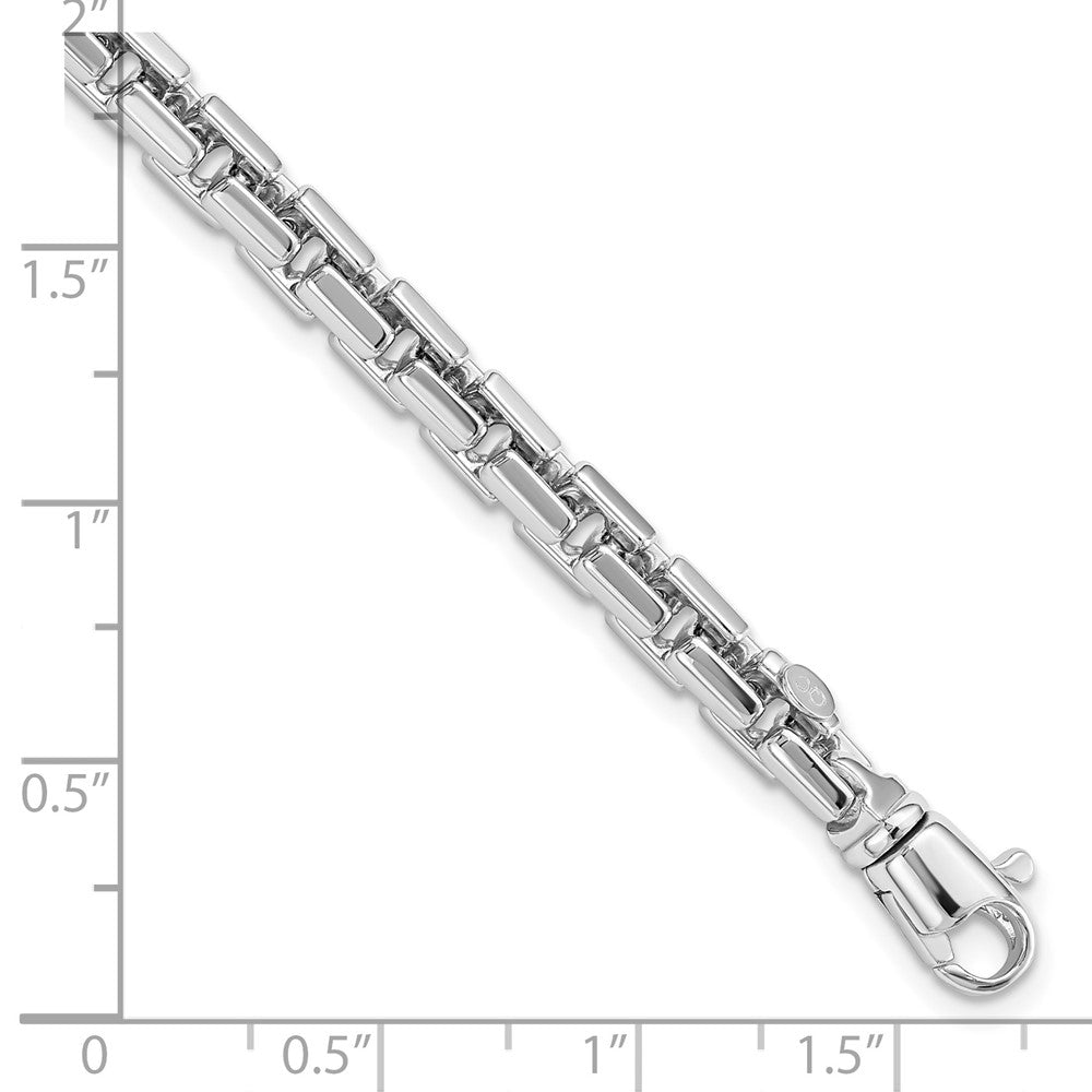 14k White Gold Polished 4.00mm Fancy Rounded Box Link 8.5 inch Bracelet