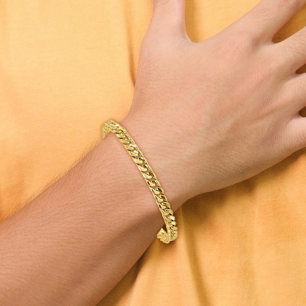 14K Polished 6.00mm Fancy Concave Curb Link 8.5 inch Bracelet